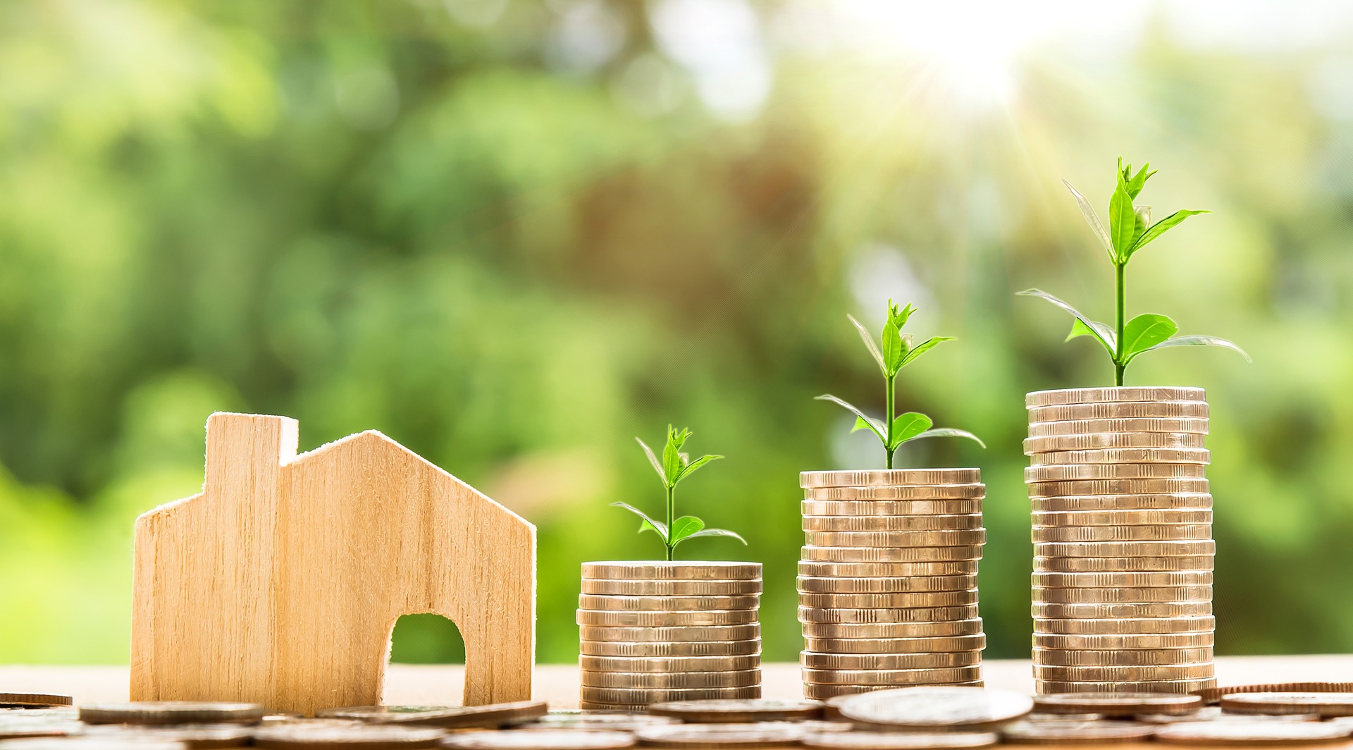 holzhausmodell-mit-geld-muenzenstapel